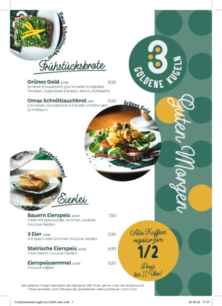 Bild Frühstück 3 goldene Kugeln