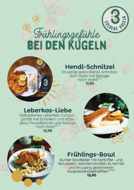 Frühlingskarte 3 goldene Kugeln